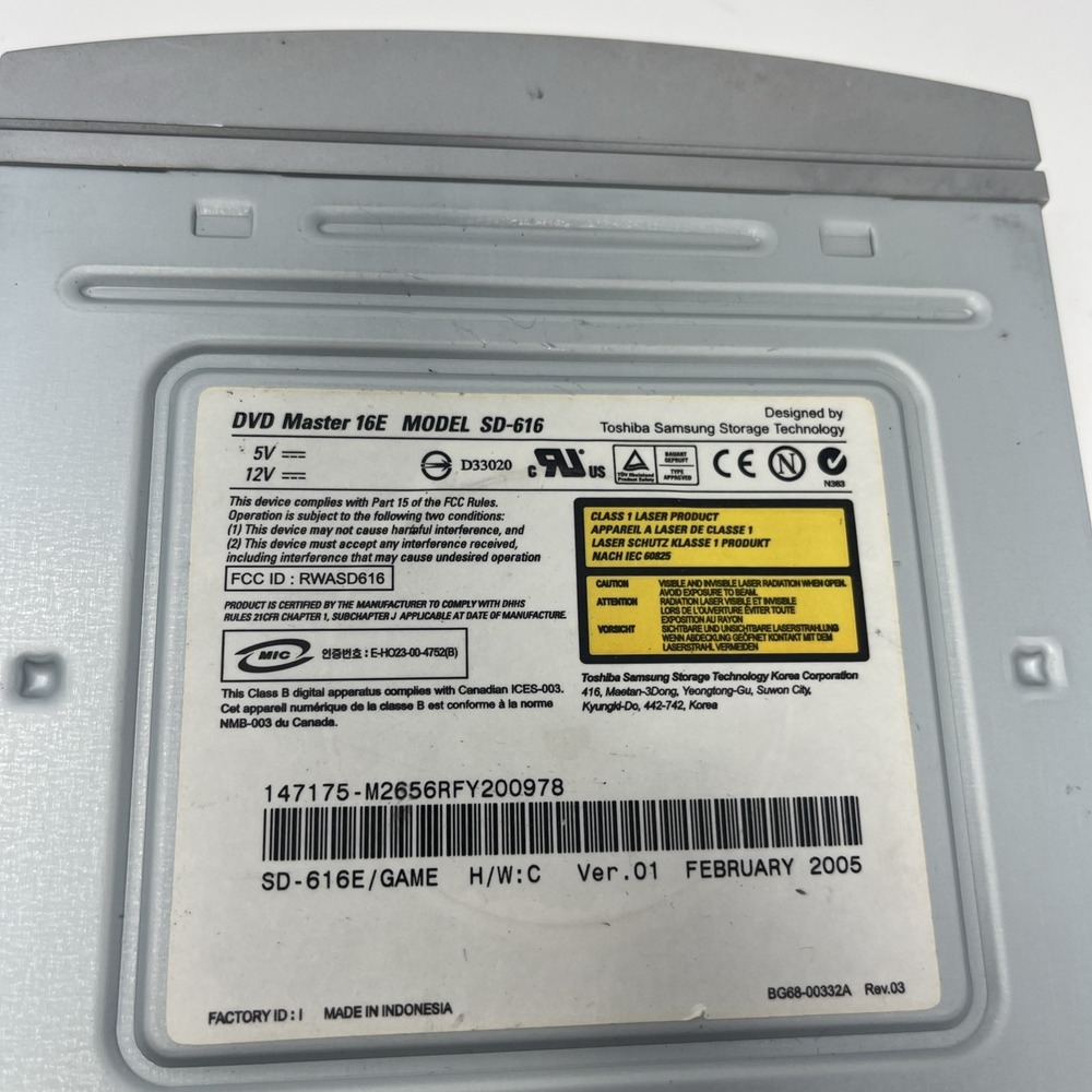 Samsung DVD Master 16E Internal DVD-ROM Drive SD-616 SD-616E/GAME Vintage 2005